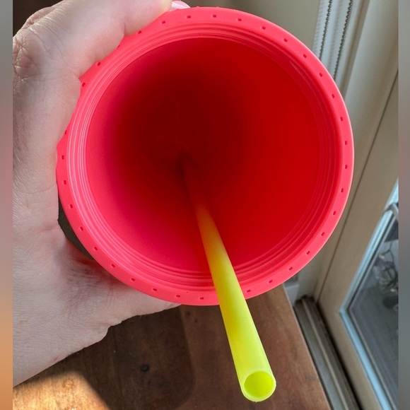 Starbucks studded coral w/neon green straw 24oz Tumbler - Picture 4 of 5